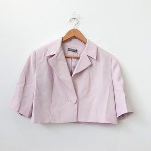 Lavender Crop Suit Blazer Medium Light‎ Short Sleeve Italian MICHAELA LOUISA NWT